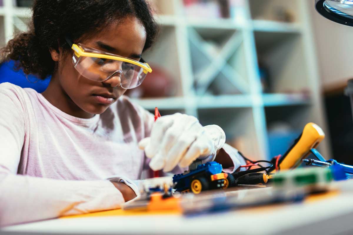 Student working on engineering project