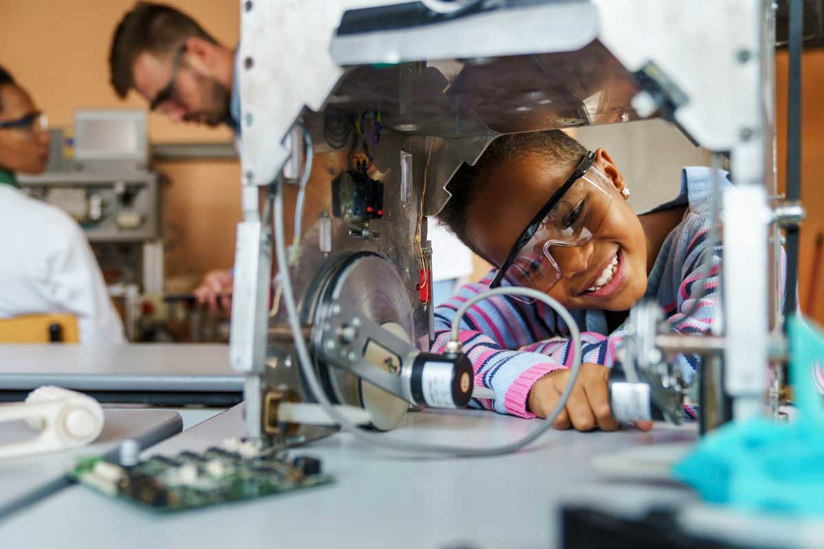 Student working in fabrication lab